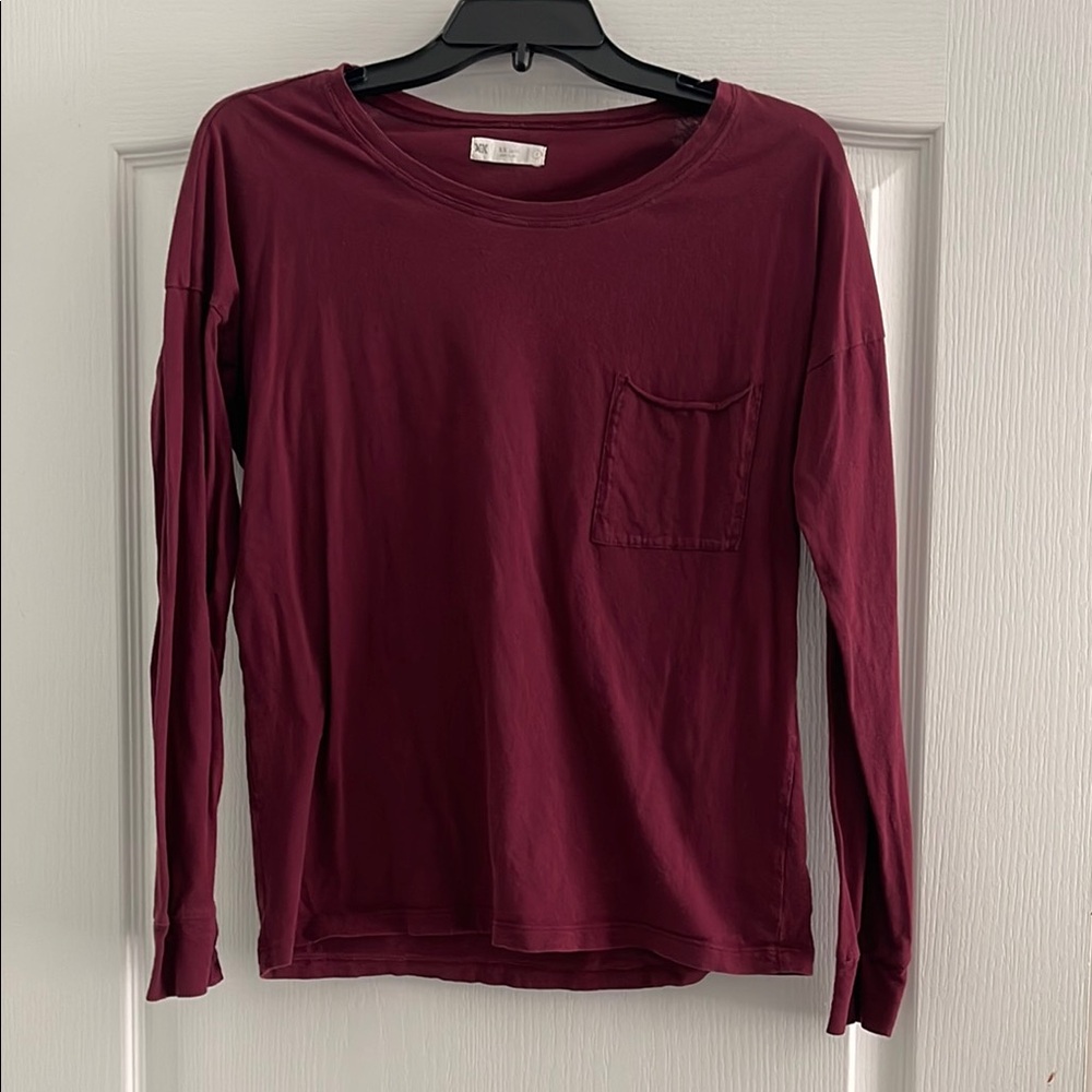 Women's Burgundy Long Sleeve Top